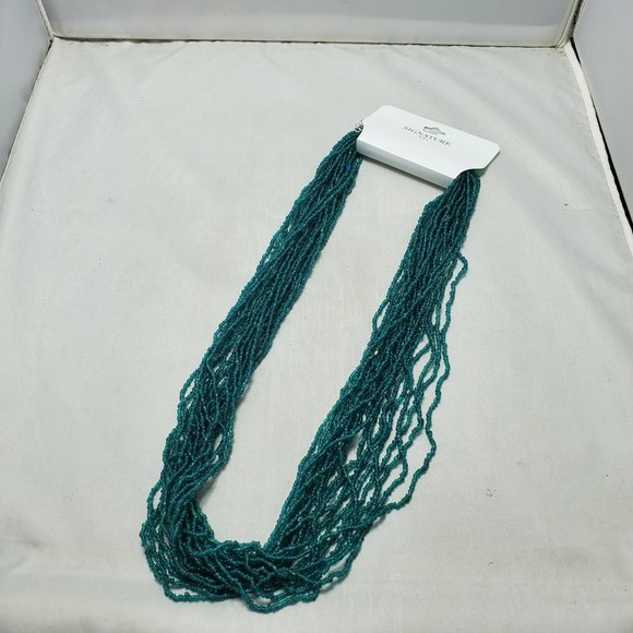 Signature green seed bead multi strand necklace 20 strand - Picture 3 of 8
